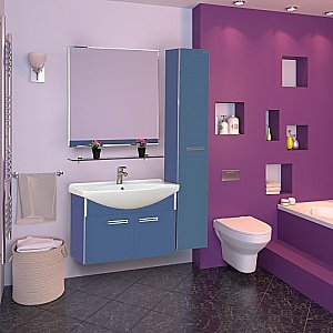 Тумба с раковиной подвесная Misty Джулия 85 синяя для ванной в интернет-магазине Sanbest