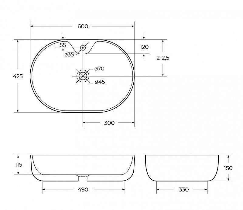 Раковина накладная Belbagno 60 BB1151 белая купить в интернет-магазине Sanbest