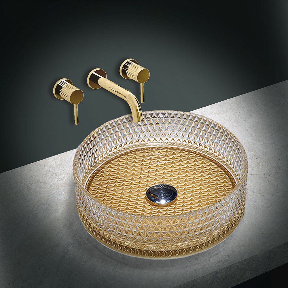 Раковина накладная Vincea 40 VBS-5GL04 прозрачная, золото купить в интернет-магазине Sanbest