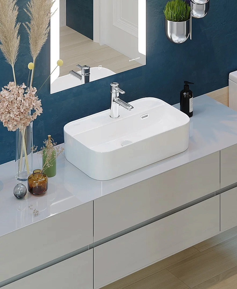 Раковина Sanita luxe Infinity Shelf 60 INF60SLWB01SH белая купить в интернет-магазине Sanbest