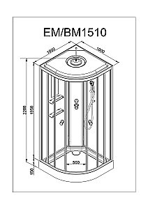 Душевая кабина DTO ЕМ1510 с пультом 100х100 купить в интернет-магазине Sanbest