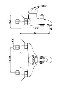 Смеситель для ванны GPD ADRIO MBB120 купить в интернет-магазине сантехники Sanbest