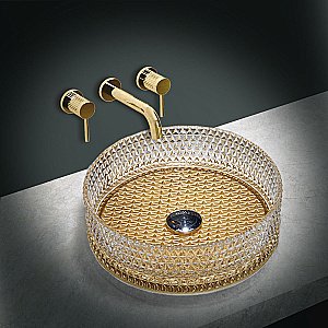 Раковина накладная Vincea 40 VBS-5GL04 прозрачная, золото купить в интернет-магазине Sanbest