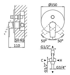 Смеситель для душа Cezares Nautic VDIM-BIO купить в интернет-магазине сантехники Sanbest
