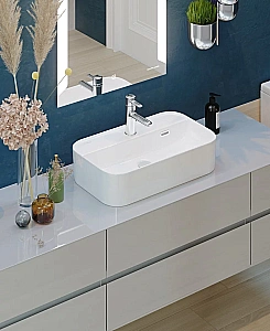 Раковина Sanita luxe Infinity Shelf 60 INF60SLWB01SH белая купить в интернет-магазине Sanbest