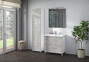 Пенал напольный VIGO Geometry pn.GEO.45 бетон для ванной в интернет-магазине сантехники Sanbest