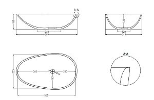 Раковина накладная Salini Paola 1101201SMF 58 из искусственного камня S-Stone, матовая, цвет по RAL полностью купить в интернет-магазине Sanbest