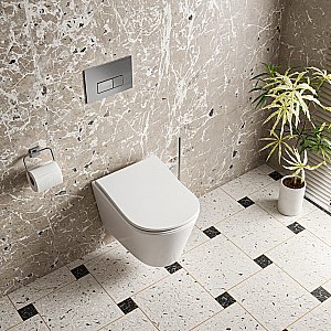 Унитаз подвесной D&K Bamberg DT1556516 белый, безободковый, с крышкой микролифт, слив торнадо купить в интернет-магазине Sanbest