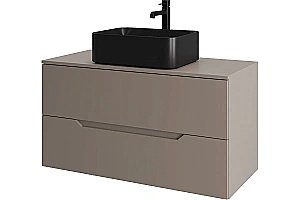 Тумба с раковиной Orange Line 100 Li-100TuLMDF+B02-460MB латте/черный для ванной в интернет-магазине Sanbest