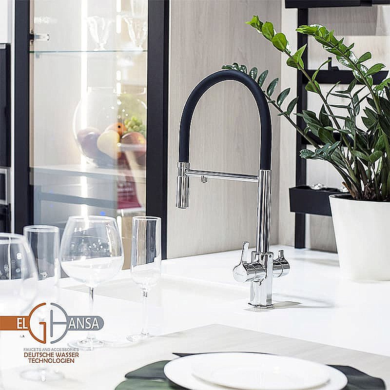 Смеситель для кухни Elghansa 56F5511 хром/черный купить в интернет-магазине сантехники Sanbest