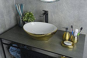 Раковина накладная Gid Esfera 41 Nc999 52229 белая, золото купить в интернет-магазине Sanbest