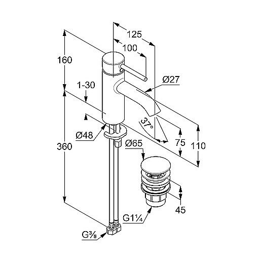 Смеситель для раковины Kludi Bozz 382660576 хром купить в интернет-магазине сантехники Sanbest