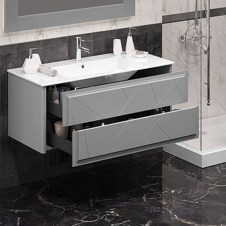 Тумба с раковиной Опадирис Луиджи 120 серая матовая для ванной в интернет-магазине Sanbest