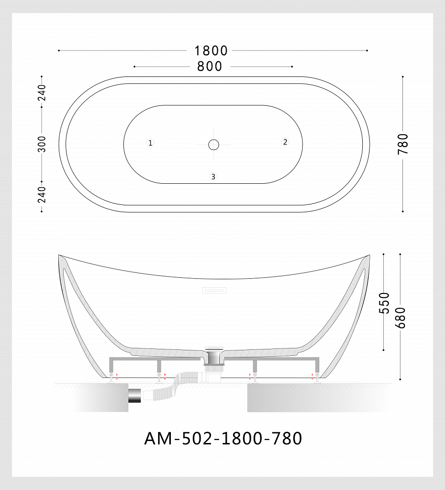 Акриловая ванна Art&Max AM-502-1800-780 купить в интернет-магазине Sanbest