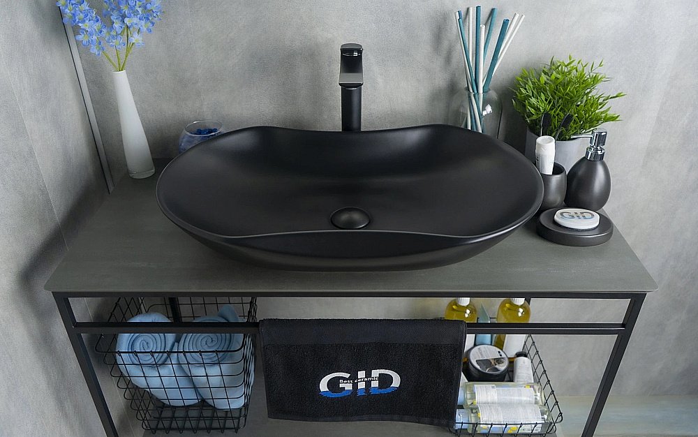 Раковина накладная Gid Lago 66,5 Bm9175 53333 черная матовая купить в интернет-магазине Sanbest