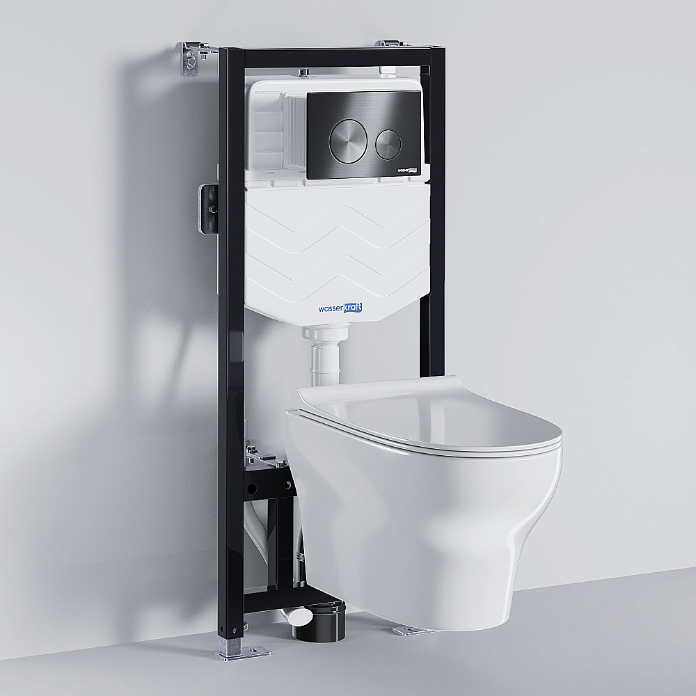 Унитаз WasserKraft Aller 10TLT.010.ME.GR02.H001 белый глянцевый, с крышкой микролифт, с инсталляцией, безободковый купить в интернет-магазине Sanbest