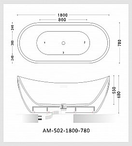 Акриловая ванна Art&Max AM-502-1800-780 купить в интернет-магазине Sanbest