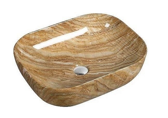 Раковина накладная SantiLine 50 SL-7025 коричневый мрамор купить в интернет-магазине Sanbest