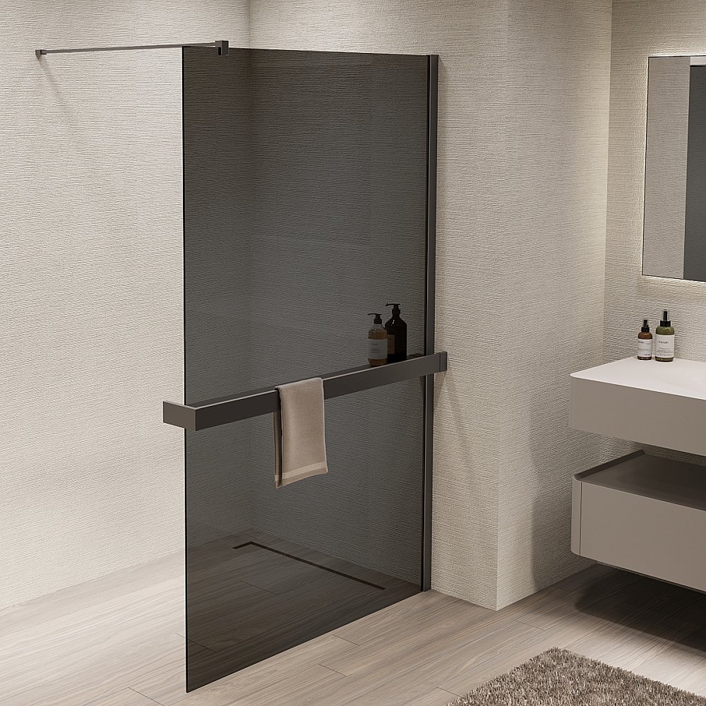 Душевая перегородка Vincea Walk-In VSW-1HR110CGGM 110x200 профиль вороненая сталь/стекло тонированное купить в интернет-магазине Sanbest