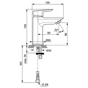 Смеситель для раковины Ideal Standard Tesi A6559AA купить в интернет-магазине сантехники Sanbest