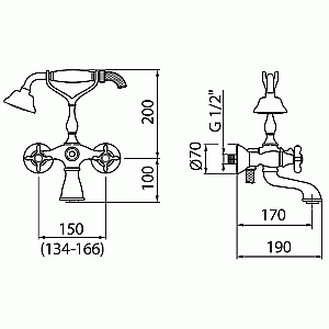 Смеситель для ванны с душем Webert Ottocento OT720201010 купить в интернет-магазине сантехники Sanbest