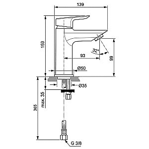 Смеситель для раковины Ideal Standard Tesi A6559AA купить в интернет-магазине сантехники Sanbest