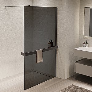 Душевая перегородка Vincea Walk-In VSW-1HR110CGGM 110x200 профиль вороненая сталь/стекло тонированное купить в интернет-магазине Sanbest