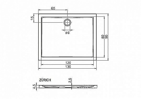 Душевой поддон Riho Zurich 262 130х90 D001001005 белый купить в интернет-магазине Sanbest
