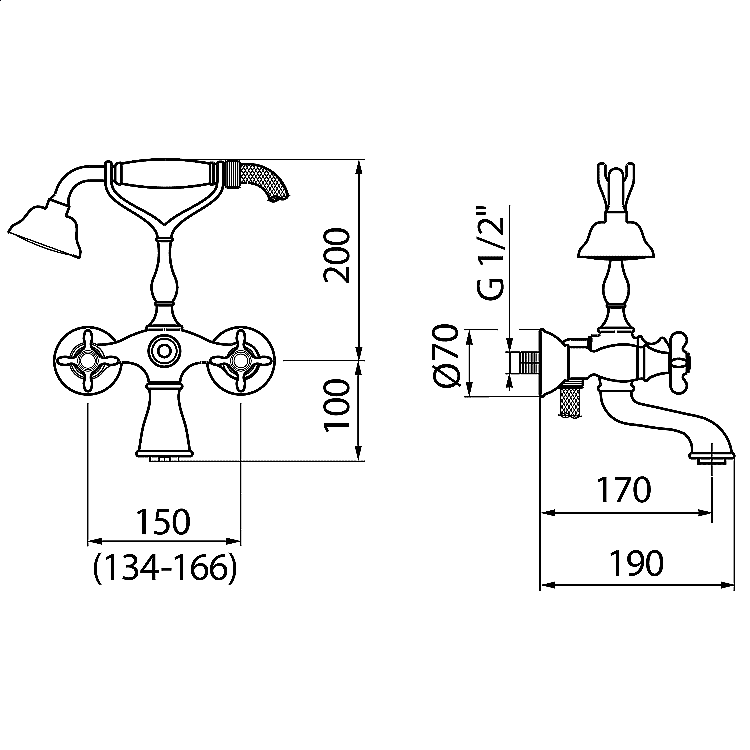 Смеситель для ванны с душем Webert Ottocento OT720201010 купить в интернет-магазине сантехники Sanbest