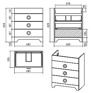 Тумба с раковиной Misty Лейла - 70 Пр-Лей01070-013Я белая для ванной в интернет-магазине Sanbest