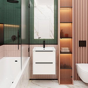 Тумба с раковиной La Fenice Tesoro 60 FNC-01-TES-PB-60-2 платиновый белый для ванной в интернет-магазине Sanbest