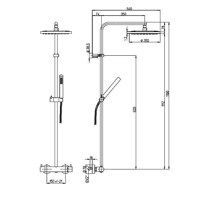 Душевая система PAINI Cox 78CR689THAE23P1 хром купить в интернет-магазине сантехники Sanbest