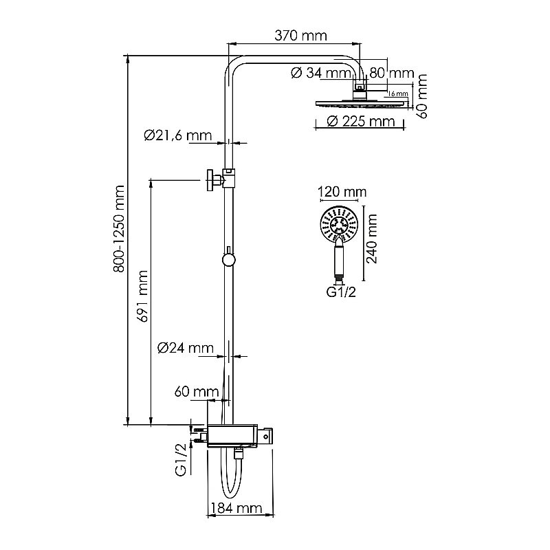 Душевая система WasserKraft Aller SET2651 Thermo хром купить в интернет-магазине сантехники Sanbest