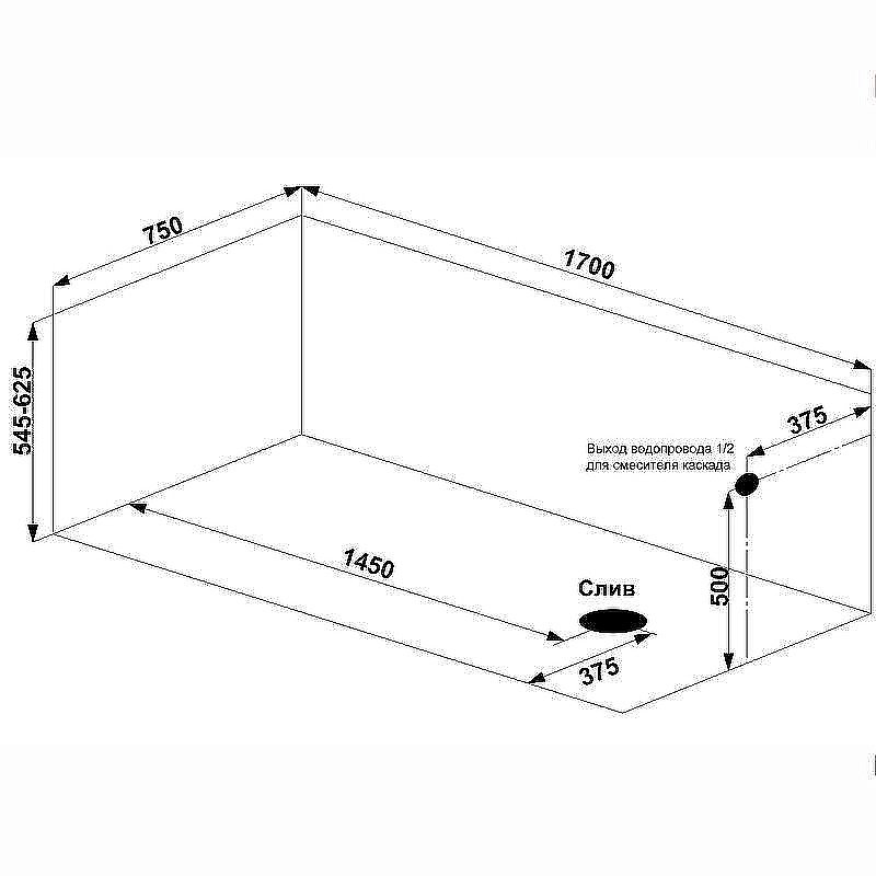 Ванна акриловая BAS ВЕСТА 170х75 белая купить в интернет-магазине Sanbest