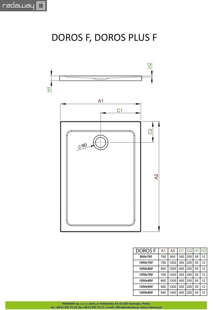 Душевой поддон Radaway Doros F 120x70 купить в интернет-магазине Sanbest