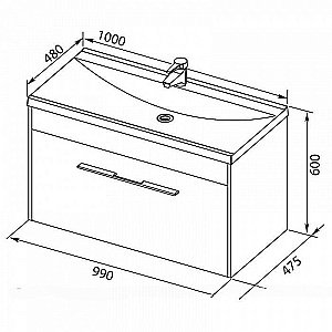 Тумба с раковиной Aquanet Нота New 100 344149+284116 светлый дуб для ванной в интернет-магазине Sanbest