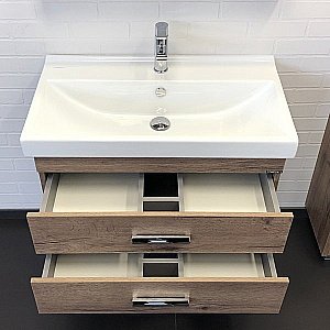 Тумба с раковиной Comforty Никосия 00-00008856 80 дуб темный для ванной в интернет-магазине Sanbest