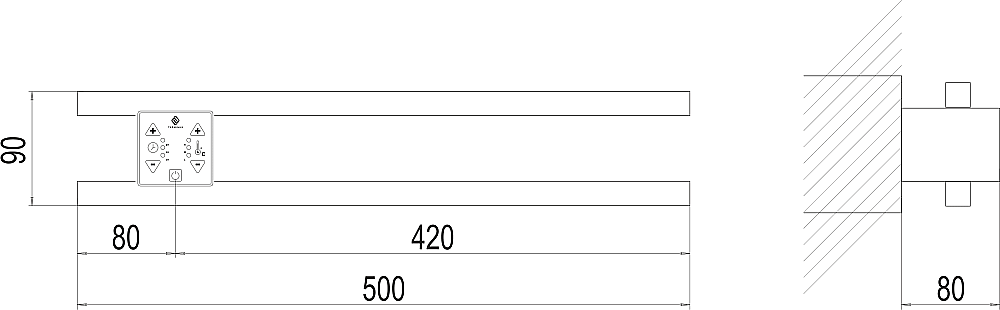Полотенцесушитель электрический TERMINUS Электро П2 ПРОФ 50х90 4670078538758 хром купить в интернет-магазине сантехники Sanbest