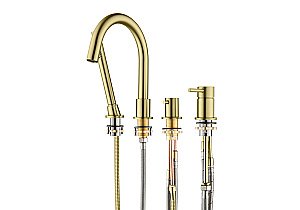 Смеситель на борт ванны Aquatek Европа AQ1348BG золото шлифованное купить в интернет-магазине сантехники Sanbest