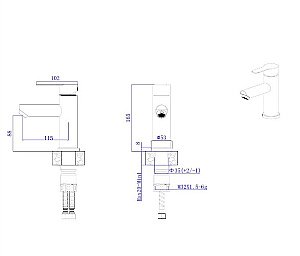 Смеситель для раковины Rush Santiago SUS1116-11Black черный матовый купить в интернет-магазине сантехники Sanbest
