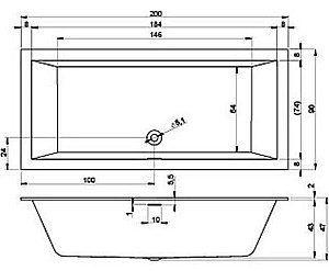 Акриловая ванна Riho Rething Cubic Fall 200x90 B110013005 белая купить в интернет-магазине Sanbest