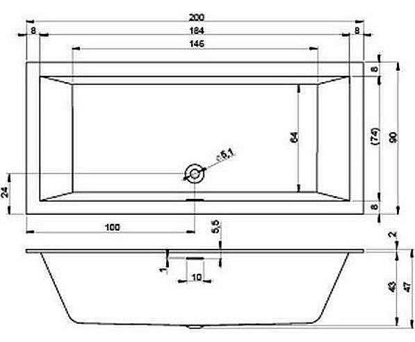 Акриловая ванна Riho Rething Cubic Fall 200x90 B110013005 белая купить в интернет-магазине Sanbest