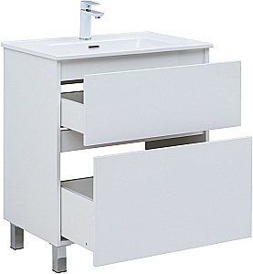 Тумба с раковиной Aquanet Вега 70 344122+329254 белая глянцевая для ванной в интернет-магазине Sanbest
