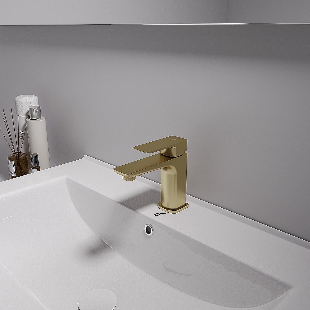 Смеситель для раковины Oliveeka D OL-139003-BG золото матовое купить в интернет-магазине сантехники Sanbest