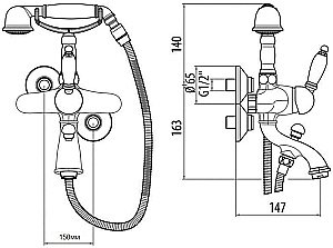 Смеситель для ванны Gattoni Orta 2700/27V0br бронза купить в интернет-магазине сантехники Sanbest