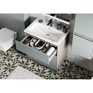 Тумба с раковиной Акватон Форест 75 дуб рошелье/сумеречный голубой для ванной в интернет-магазине Sanbest