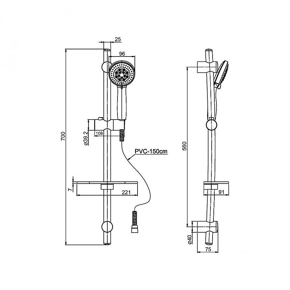 Душевой гарнитур PAINI Monza 50CR124/P20 хром купить в интернет-магазине сантехники Sanbest
