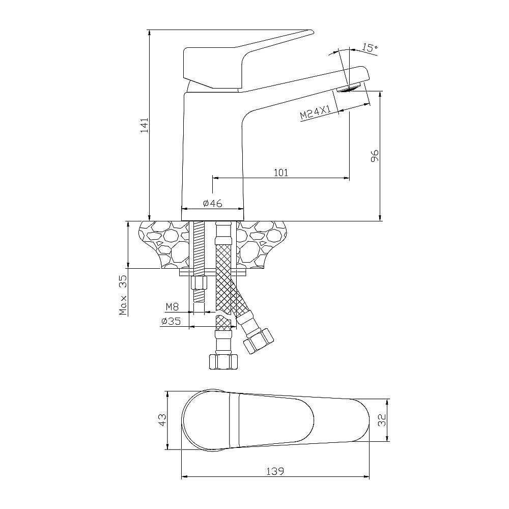 Смеситель для раковины Olive's NEVADA 03100NV хром купить в интернет-магазине сантехники Sanbest