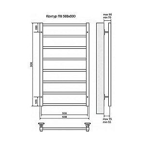 Полотенцесушитель электрический Terminus Контур П8 500x900 левый/правый купить в интернет-магазине сантехники Sanbest