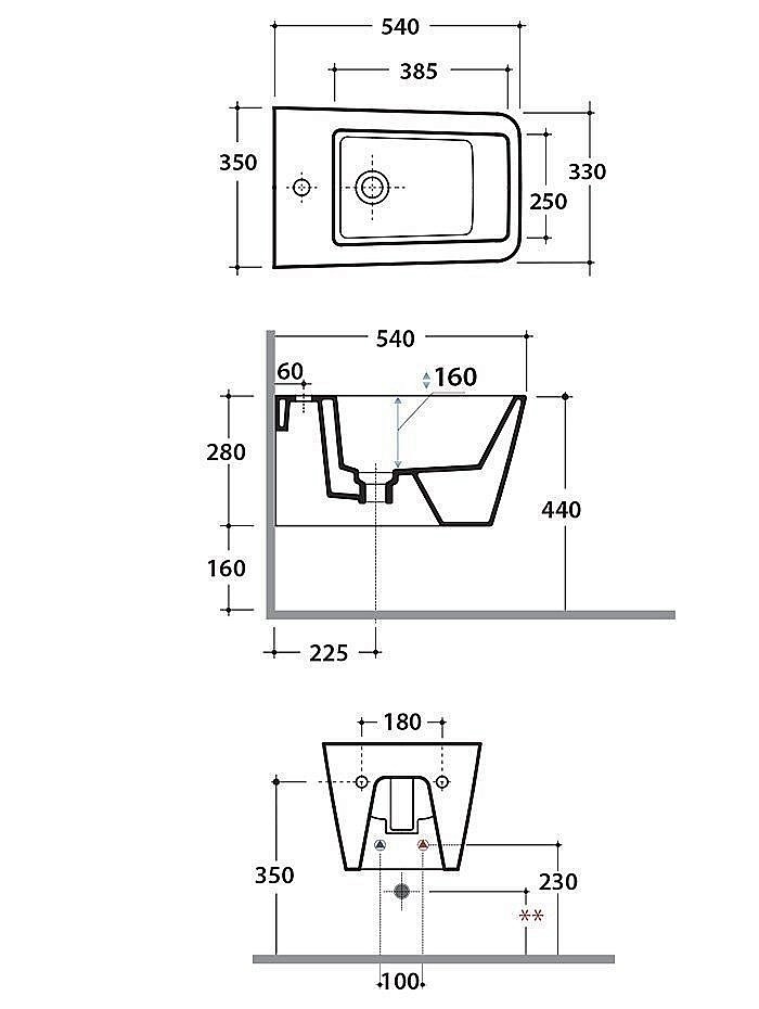 Биде подвесное GLOBO Incantho INS09.BI купить в интернет-магазине Sanbest